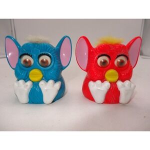 Tiger Electronics Furby Squirt Toys Blue and Red Vintage 1999 Set of 2